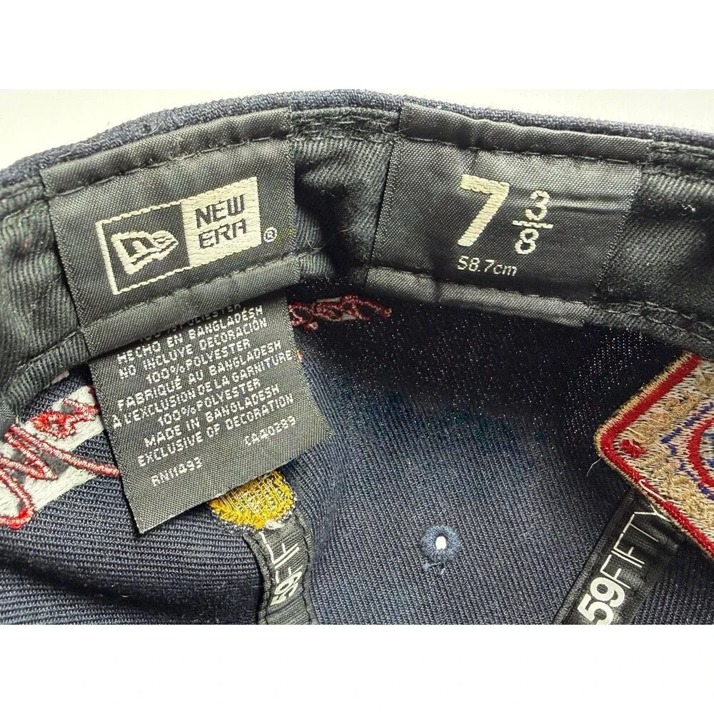 Atlanta Braves New Era 59FIFTY Fitted Hat 7 3/8 Navy Red World Series Patches